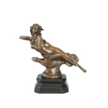 Female Figure Art Carving Bronze Sculpture Small Size Nude Lady Brass Statue TPE-541